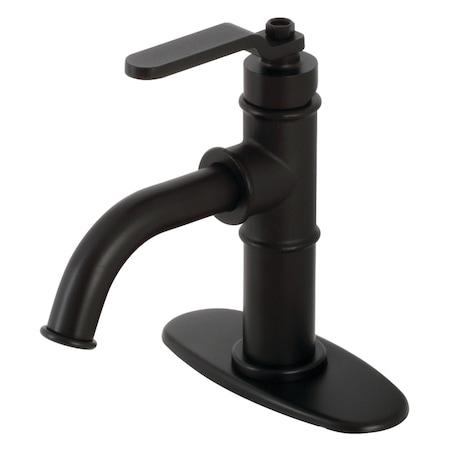 Kingston Brass KSD2820KL Single-Handle Bathroom Faucet with Push Pop-Up, Matte Black KSD2820KL
